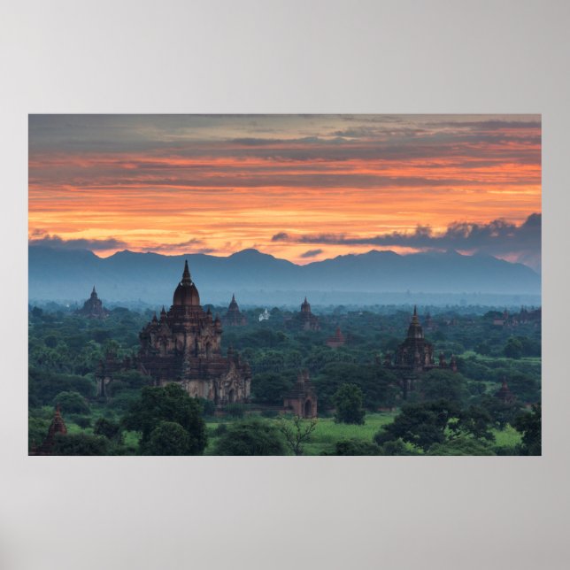 Poster Myanmar, Bagan Sunrise (Frente)