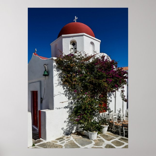 Poster Mykonos Grécia Viagem - Church Café Europe Turismo (Frente)