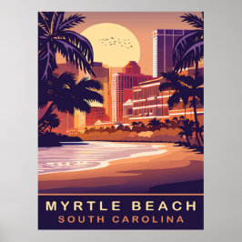 Poster Myrtle Beach, Sunset, Carolina do Sul, Viagem