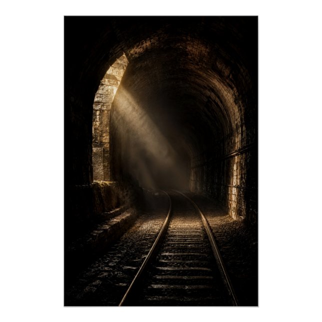 Pôster Mysterious Abandoned Railway Tunnel Light Poster (Frente)