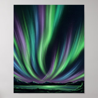 Poster Mystic Aurora Borealis - Arte à Luz do Norte