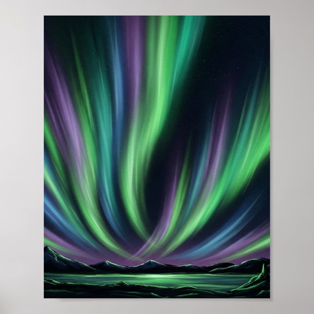 Poster Mystic Aurora Borealis - Arte à Luz do Norte (Frente)