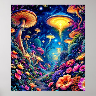 Poster Mystic Bloom Forest Sob Estrelas