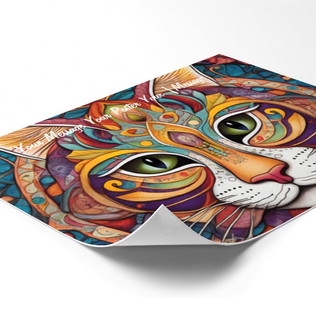 Poster Mystic Boho Feline Mandala (Borda)