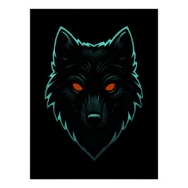 Pôster Mystic Neon Wolf Design
