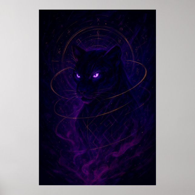 Poster Mystic Panther Wall Art – Glowing Purple Energy An (Frente)