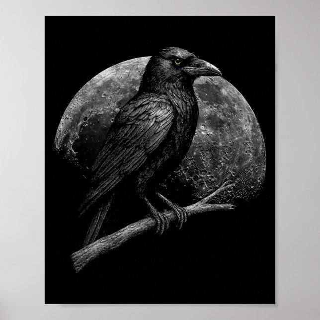 Poster Mystic Raven Moon Dark Folklore Witchcraft Viking  (Frente)
