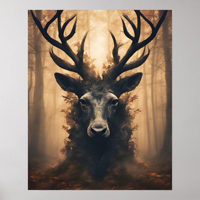 POSTER MYSTICAL BUCK WOOD PANACH ART (Frente)