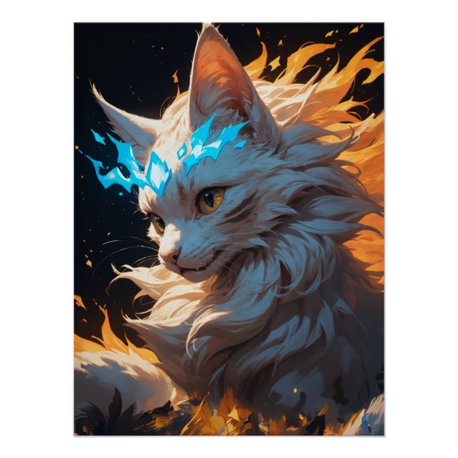 Pôster Mystical Flame Cat Familiar (Frente)