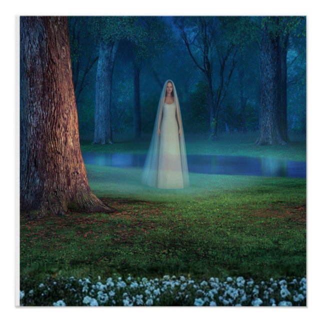 Pôster Mystical Forest at Night – Fantasy Art (Frente)