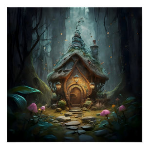 Pôster "Mystical Gnome Cottage: Whimsical Mushroom Haven