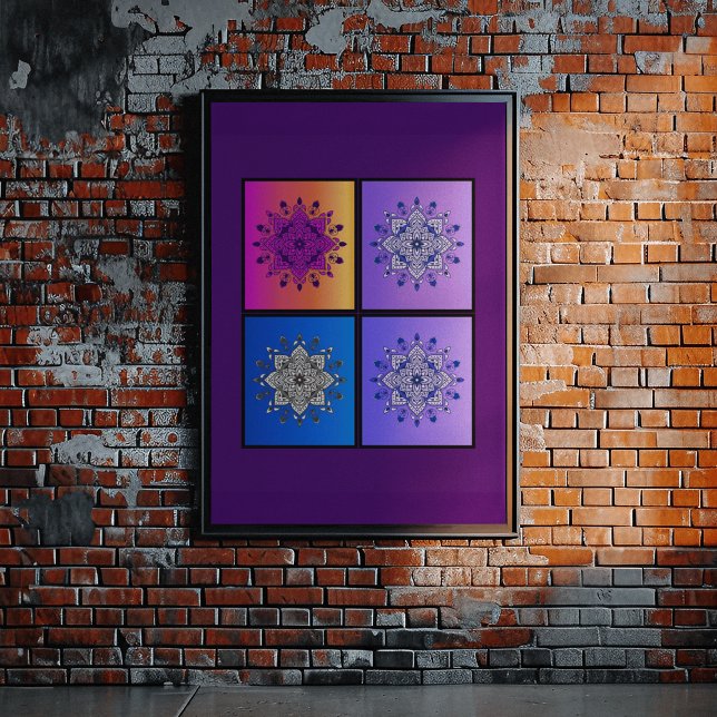 Poster Mystical Mandala Quartet: Sunset para Meia-noite (Criador carregado)