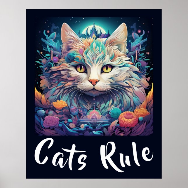 Poster Mystical Native Pop Art Cat Adiciona Seu Texto (Frente)