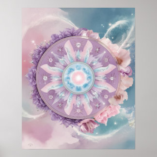 Poster Mystical Purple Zodiac Mandala | Dreamy Astrology