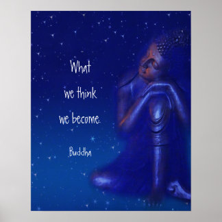 Poster Mystical Sapphire Blue Buda | Citação de licitude