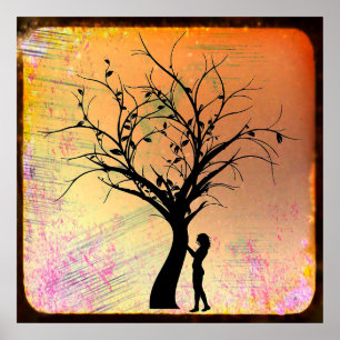 Poster Mystical Women and Tree Silhouette