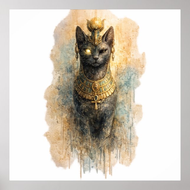 Poster Mythical Egyptian Cat Ancient Fantasy Feline (Frente)