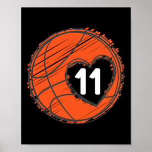 Poster Nº 11 no Coração - Cute Gr do Jogador de Basquete