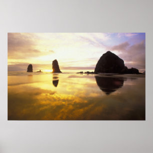 Poster N.A., EUA, Oregon, Cannon Beach Sunset com