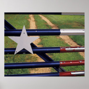 Poster N.A., USA, Texas, Lake Buchanan, Texas flag