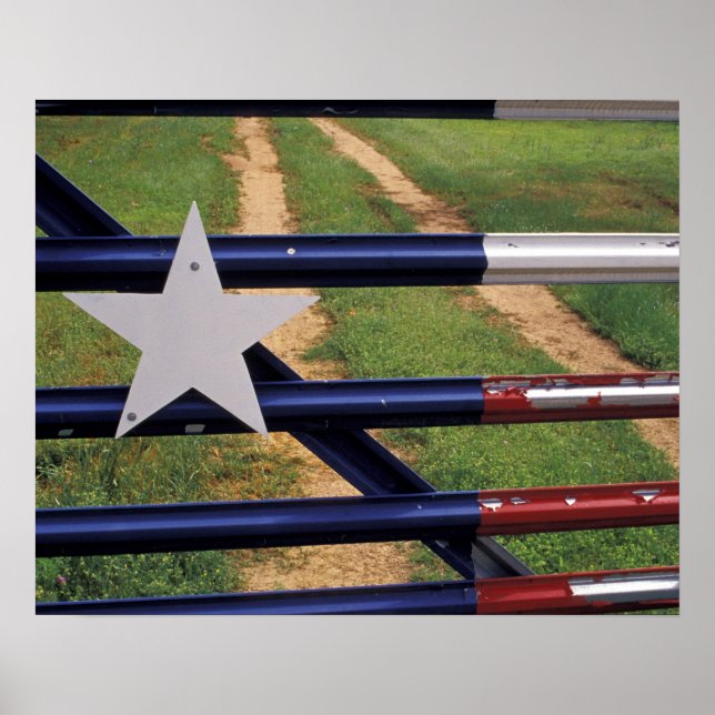 Poster N.A., USA, Texas, Lake Buchanan, Texas flag (Frente)