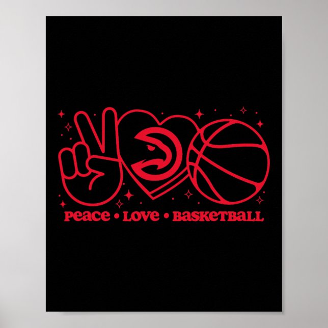 Poster N Atlanta Hawks Peace Love Sketll  (Frente)