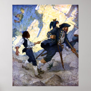 Poster N. C. Wyeth Long John Silver e o seu papagaio