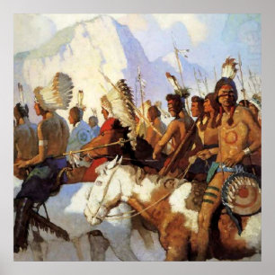 Poster N C Wyeth Western Painting "O Partido da Guerra"