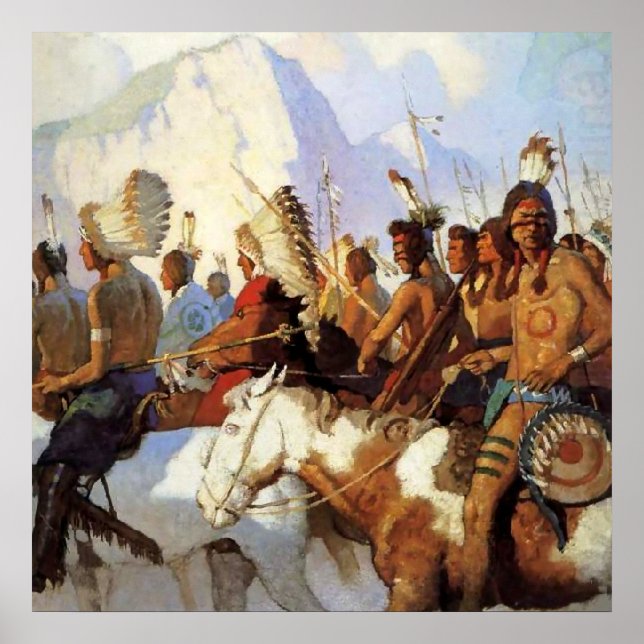 Poster N C Wyeth Western Painting "O Partido da Guerra" (Frente)