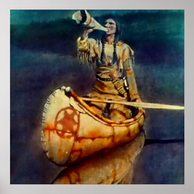 Poster N C Wyeth Western Painting "The Moose Call" (Frente)