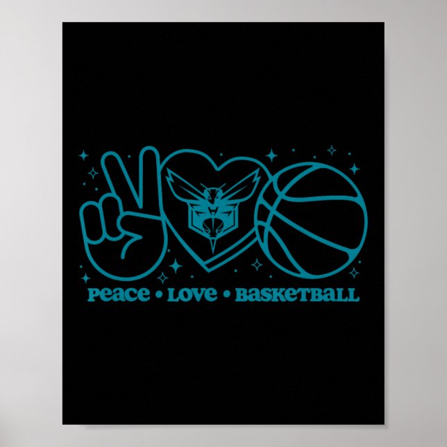 Poster N Charlotte Hornets Peace Love Sketll  (Frente)
