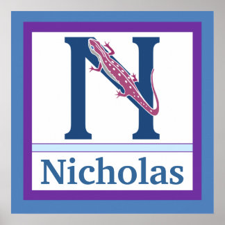 Poster N é para Newt e Boy Wall Art para Crianças