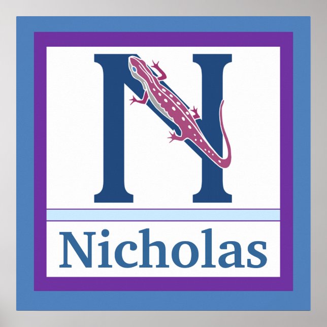 Poster N é para Newt e Boy Wall Art para Crianças (Frente)