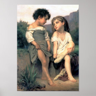 Poster Na borda do Brook, Bouguereau