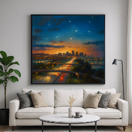 Poster Na Cidade - Paisagem Urbana em Estilo de Pintura P