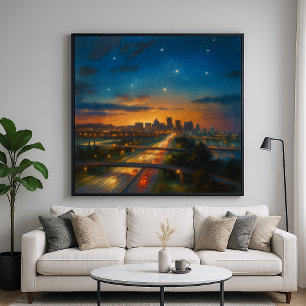 Poster Na Cidade - Paisagem Urbana em Estilo de Pintura P