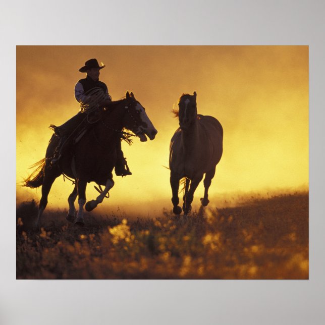 Poster NA, EUA, Oregon, Seneca, Ranch Ponderosa, Cowboy 3 (Frente)