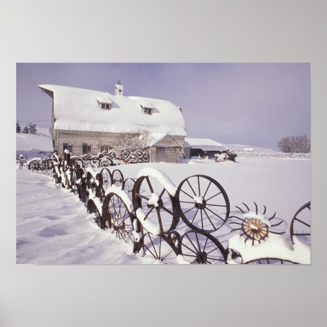 Pôster NA, EUA, Washington, Uniontown, White Barn e (Frente)