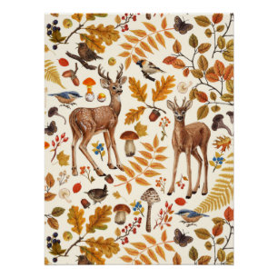 Pôster Na floresta/cervo de outono em preto