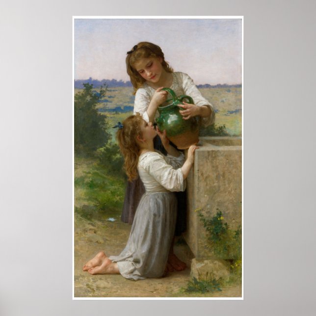 Pôster Na fonte William-Adolphe Bouguereau (Frente)