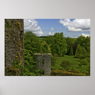 Pôster Na Irlanda, no Castelo de Blarney, uma torre de pe
