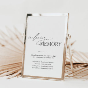 Poster Na memória amorosa sinal de mesa de casamento