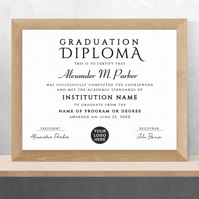 Poster Na moda Black White Class Apreciação Prêmio de log (Criador carregado)