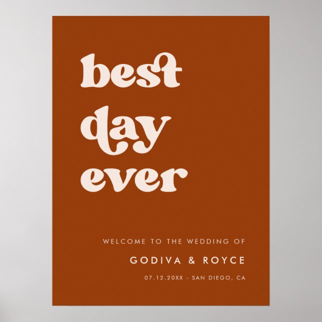 Poster Na moda Burnt Orange Best Day Eternamente Welcome (Frente)