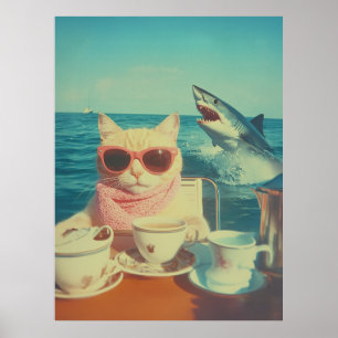 Poster Na moda Cat's Ocean Tea Party