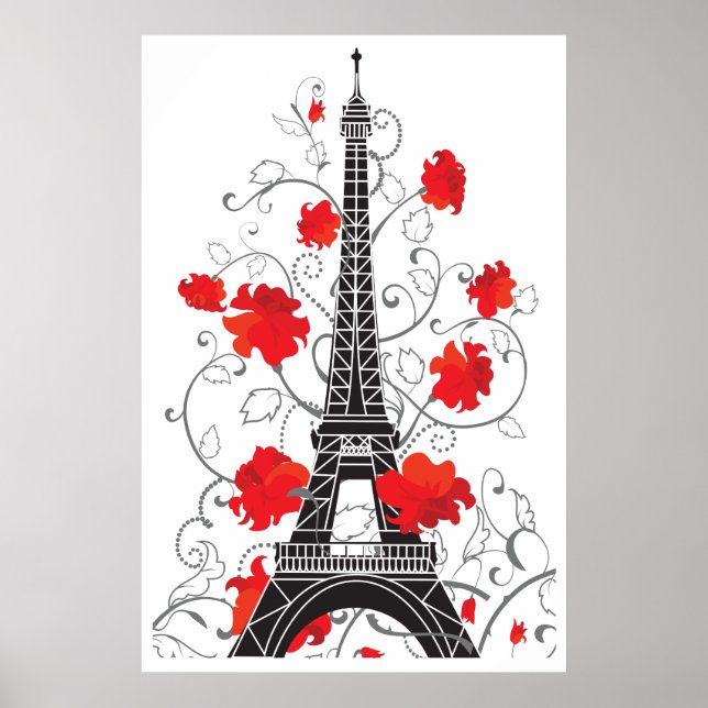 Poster Na moda elegante da torre Eiffel de Paris (Frente)