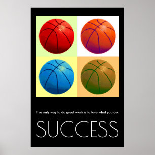 Poster Na moda inspirador do basquetebol do sucesso do