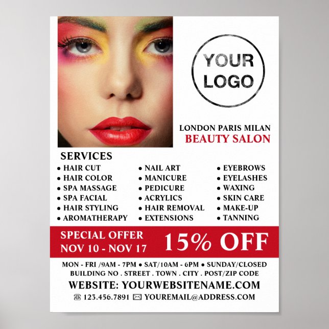 Poster Na moda Makeup Design, Beauticista, Beauty Salon (Frente)