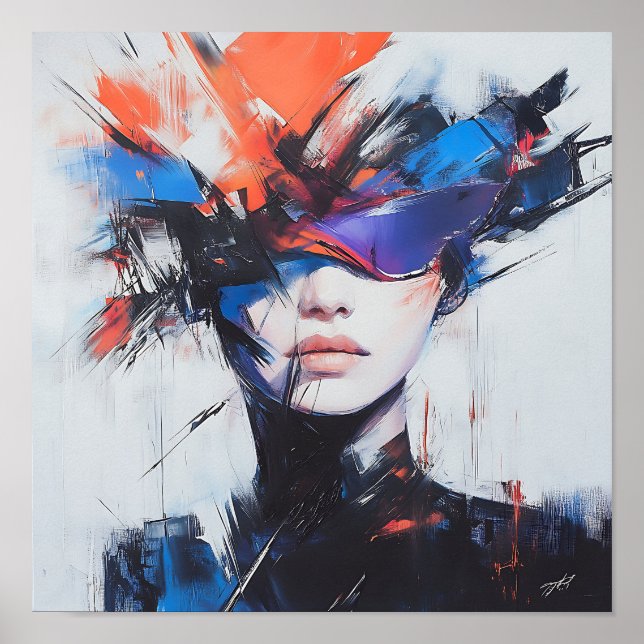 Poster Na moda moderno Arco-Íris Abstrato Bela Mulher (Frente)