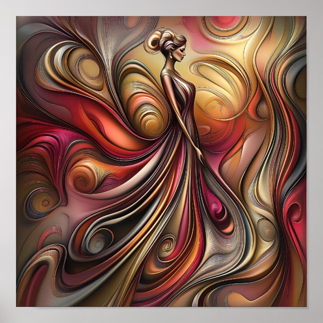 Poster Na moda moderno Arco-Íris Abstrato Bela Mulher (Frente)